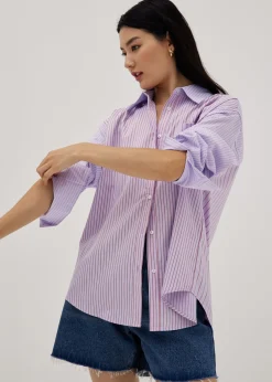 Striped Oversized Collared Shirt