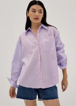 Striped Oversized Collared Shirt