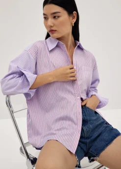 Striped Oversized Collared Shirt
