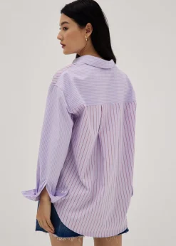 Striped Oversized Collared Shirt