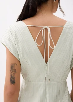 Striped V-neck Column Midaxi Dress
