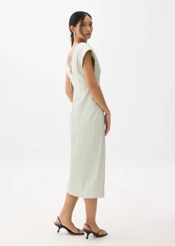 Striped V-neck Column Midaxi Dress