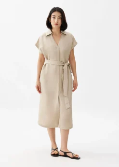Suri Classic Linen Belted Shirt Dress