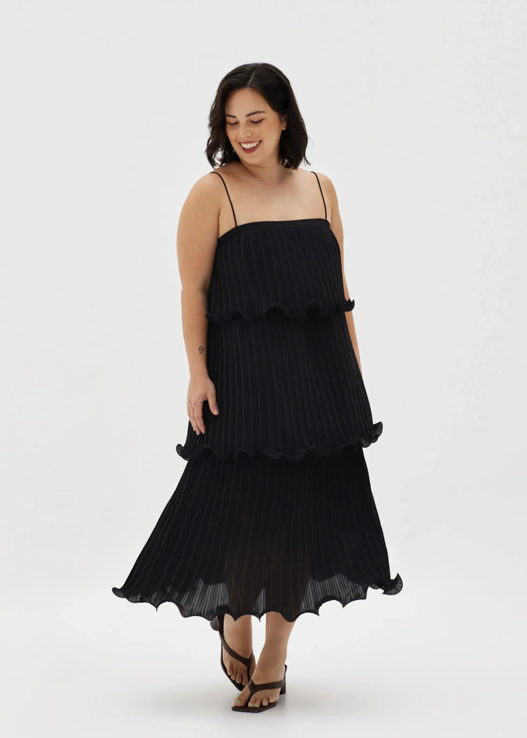 Taela Pleated Tiered Dress