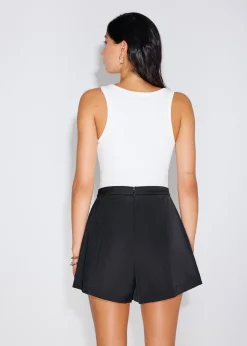 Taffeta High Waist A-Line Shorts