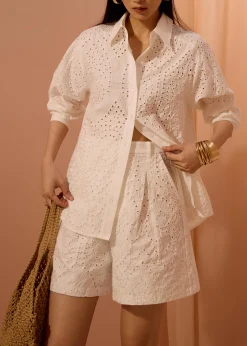 Tailored Bermuda Shorts in Soft Breeze Broderie