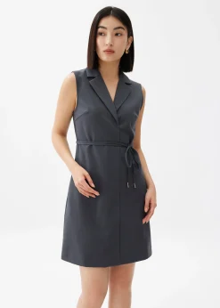 Tailored Collared Column Mini Dress