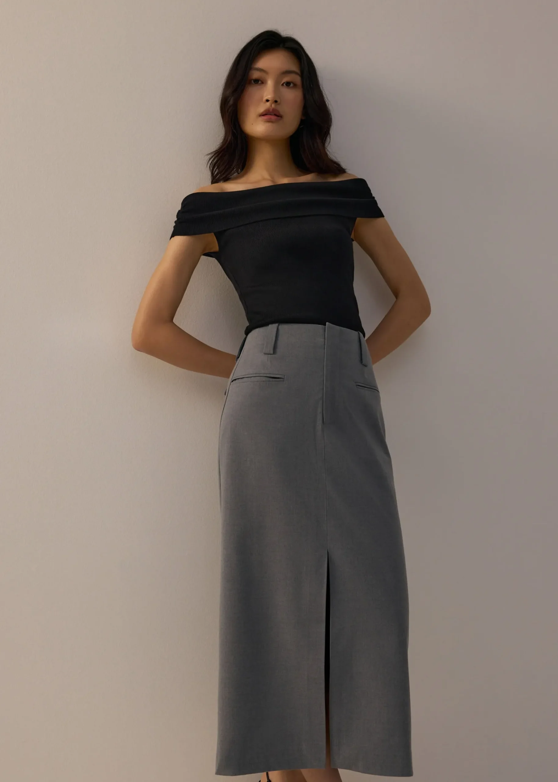 Tailored Column Midaxi Skirt