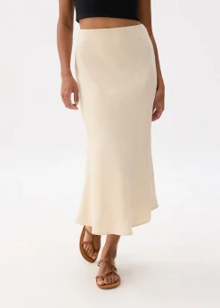 Textured High Waist Bias Cut Skirt