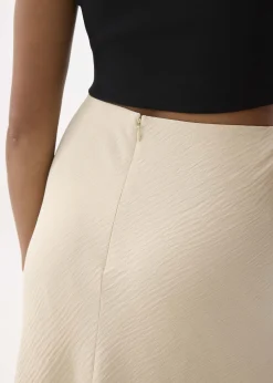 Textured High Waist Bias Cut Skirt