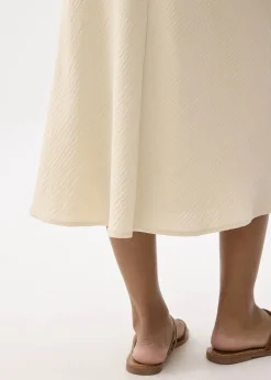 Textured High Waist Bias Cut Skirt