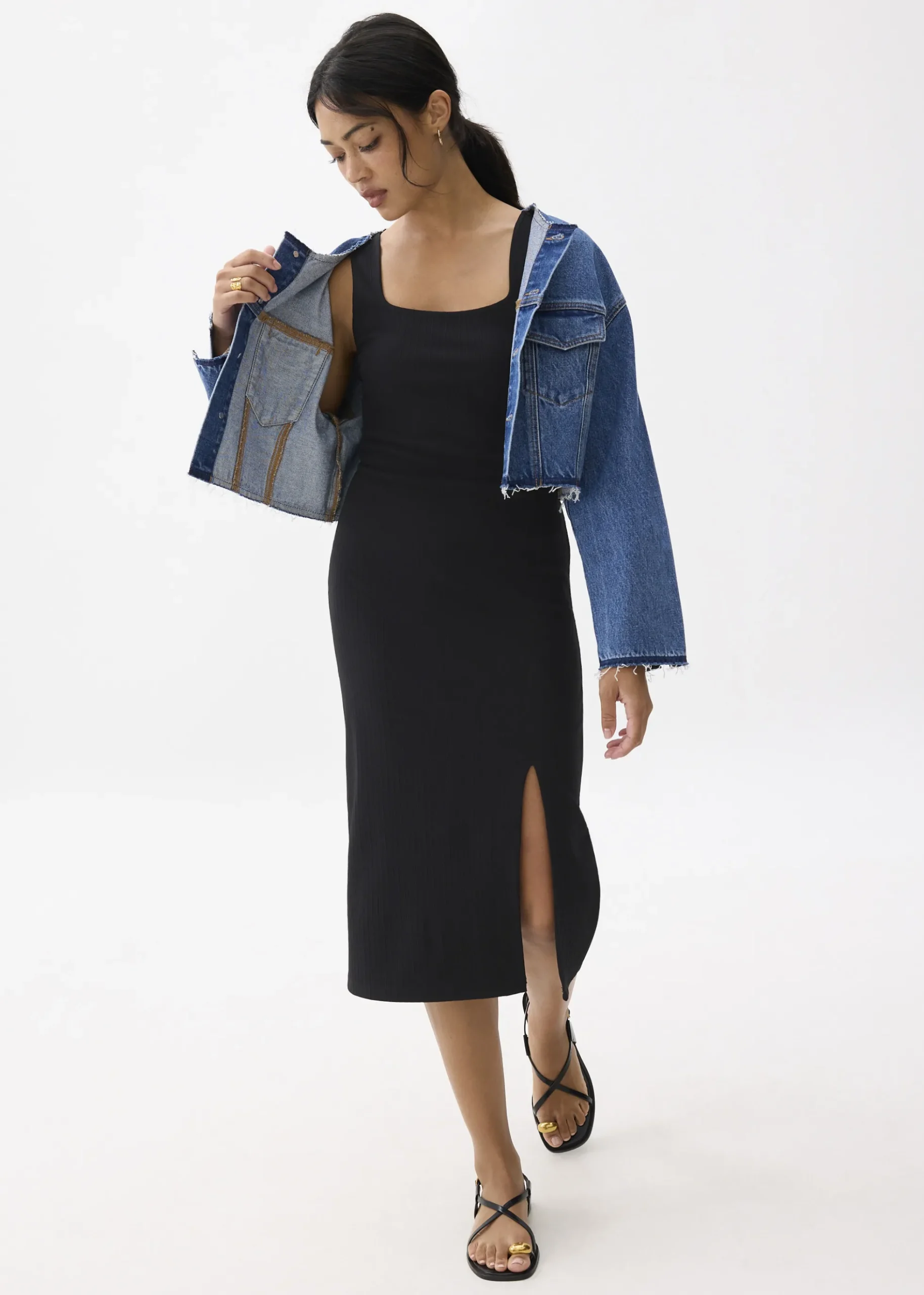 Textured Square Neck Bodycon Dress