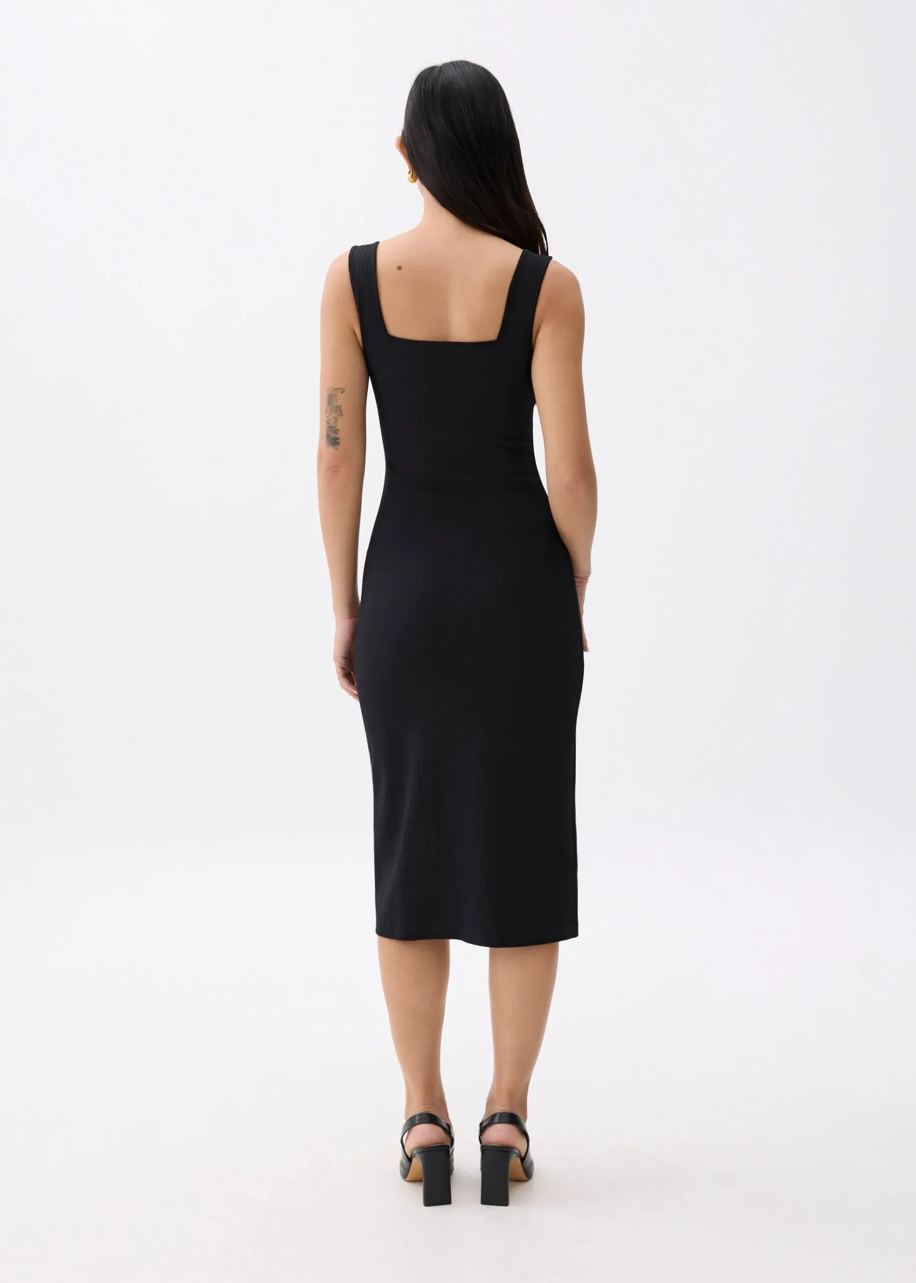 Textured Square Neck Bodycon Dress