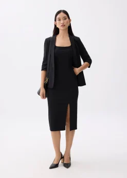 Textured Square Neck Bodycon Dress