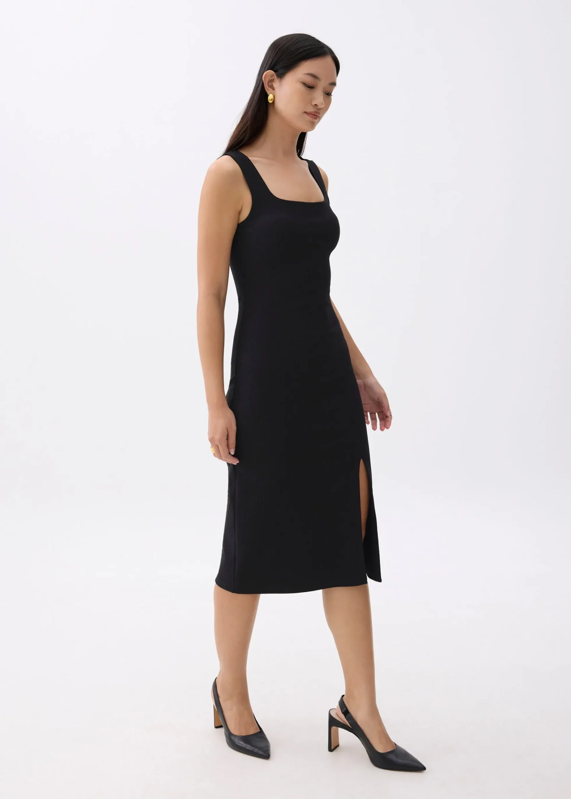 Textured Square Neck Bodycon Dress