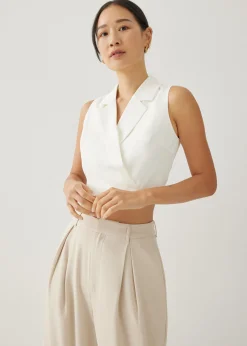 Theresa Tailored Collared Crop Top