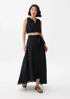 Tie Flare Maxi Skirt