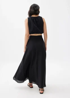 Tie Flare Maxi Skirt