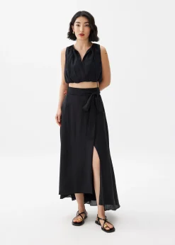 Tie Flare Maxi Skirt