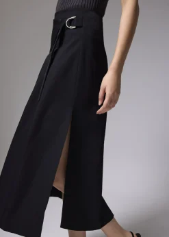 Tie Front Wrap Midi Skirt