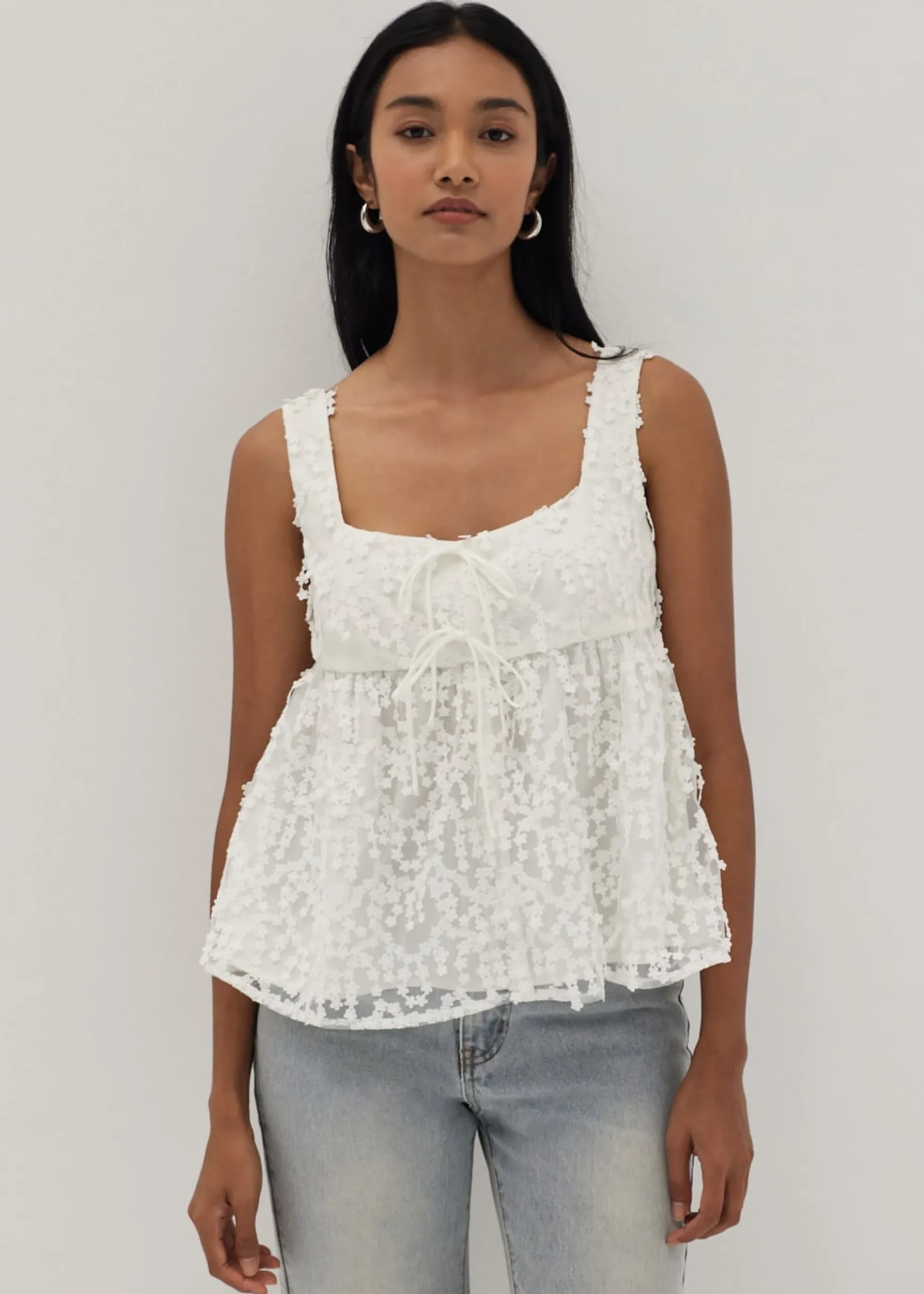 Tori Jacquard Square Neck Peplum Top