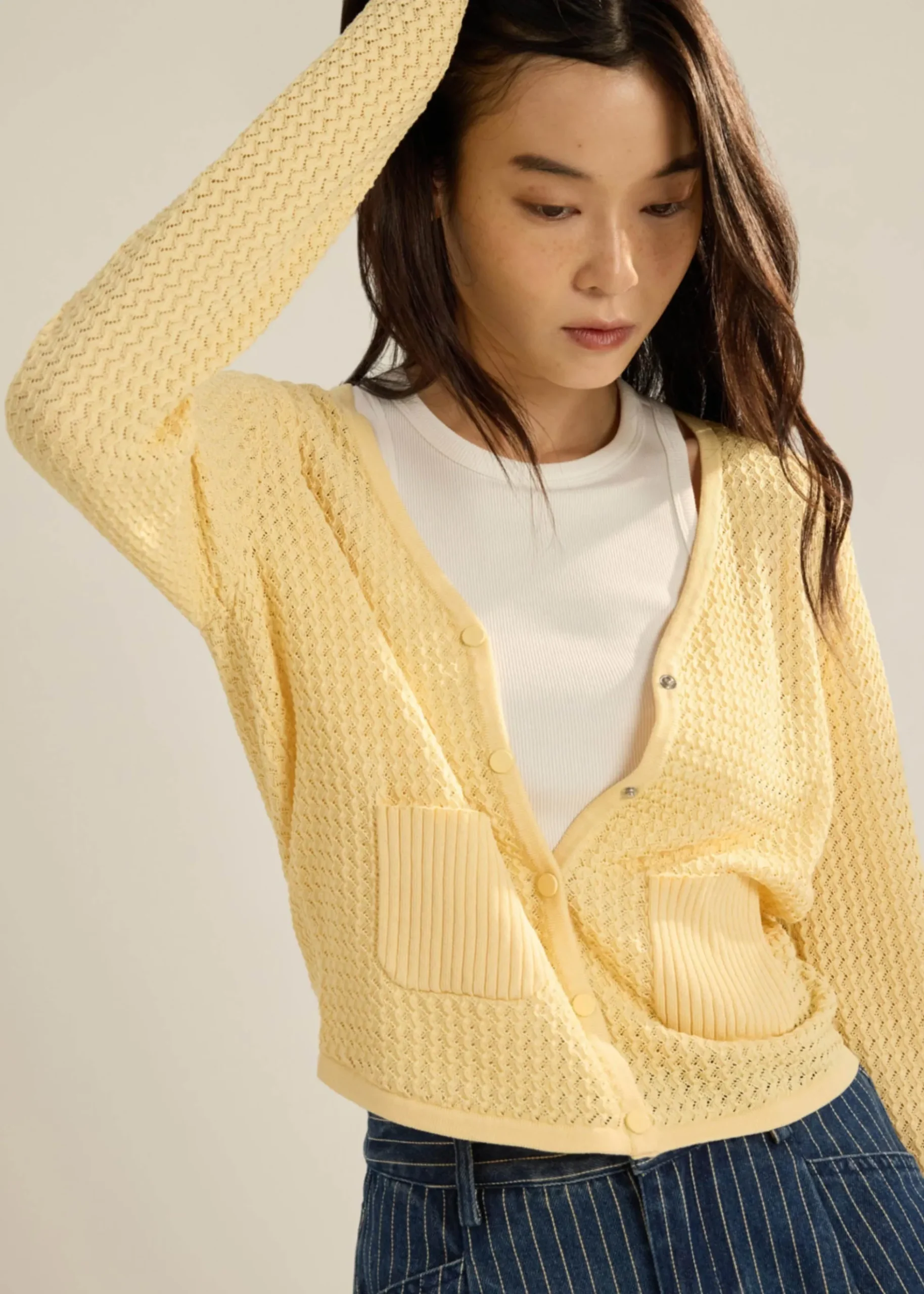Trina Waffle Knit Boxy Cardigan