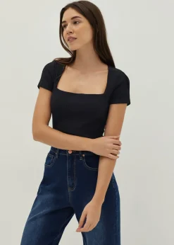 Trinity Ribbed Jersey Square Neck Top