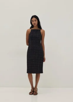 Trinity Tweed Halter Column Dress