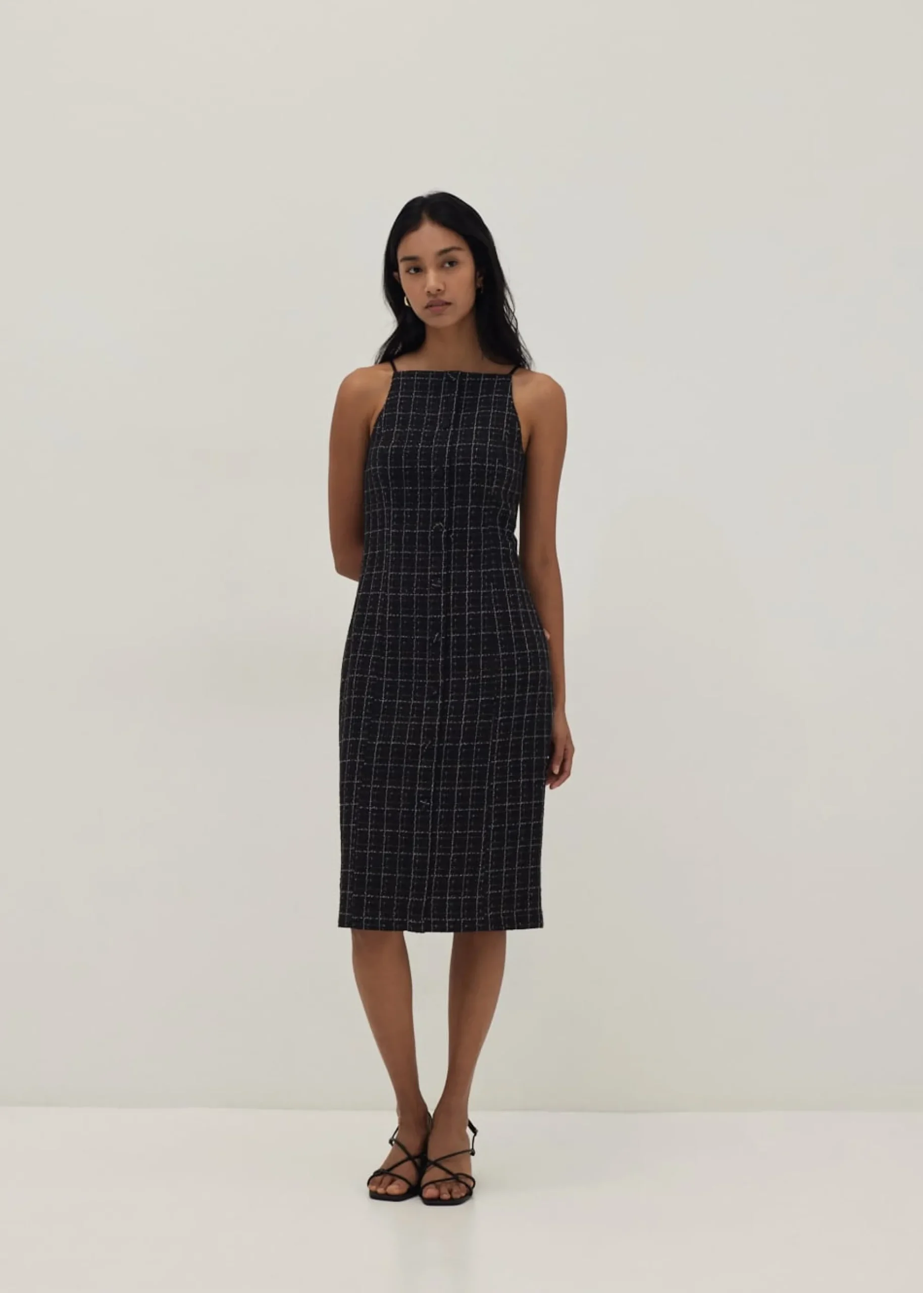 Trinity Tweed Halter Column Dress