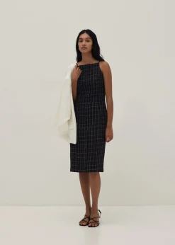 Trinity Tweed Halter Column Dress