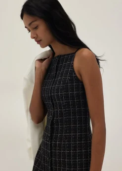 Trinity Tweed Halter Column Dress