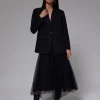 Tulle High Waist Flare Midaxi Skirt