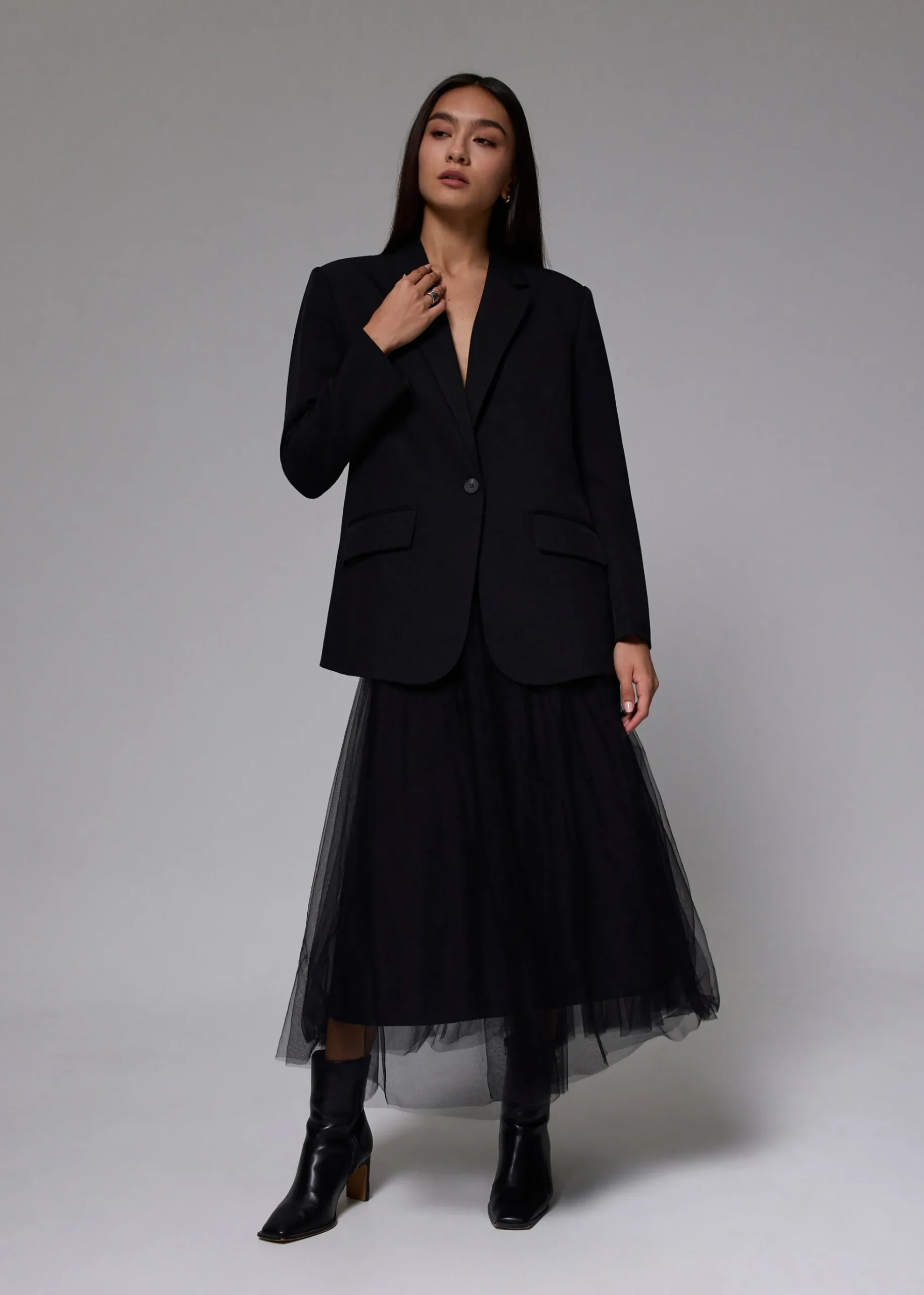 Tulle High Waist Flare Midaxi Skirt