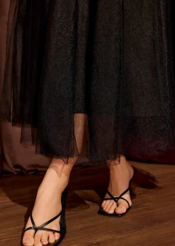 Tulle High Waist Flare Midaxi Skirt