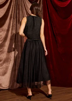 Tulle High Waist Flare Midaxi Skirt