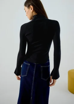 Turtle Neck Flare Sleeve Knit Top