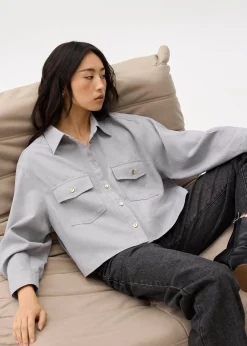 Tweed Boxy Crop Shirt