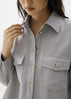 Tweed Boxy Crop Shirt