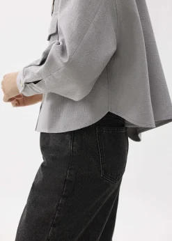 Tweed Boxy Crop Shirt