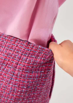 Tweed Frayed Hem A-line Mini Skirt