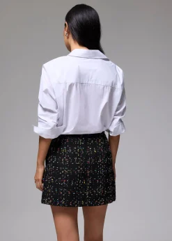 Tweed High Waist A-line Mini Skirt