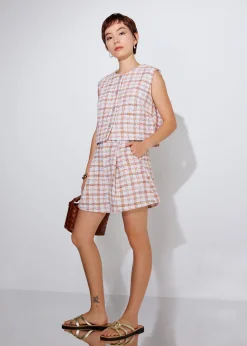 Tweed High Waist A-Line Shorts