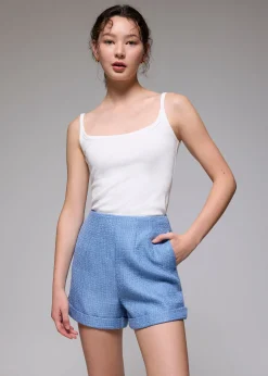 Tweed High Waist A-line Shorts