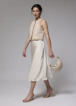 Tweed Round Neck Crop Vest