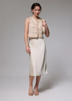 Tweed Round Neck Crop Vest