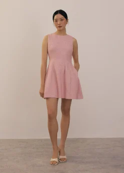 Tweed Round Neck Fit & Flare Mini Dress