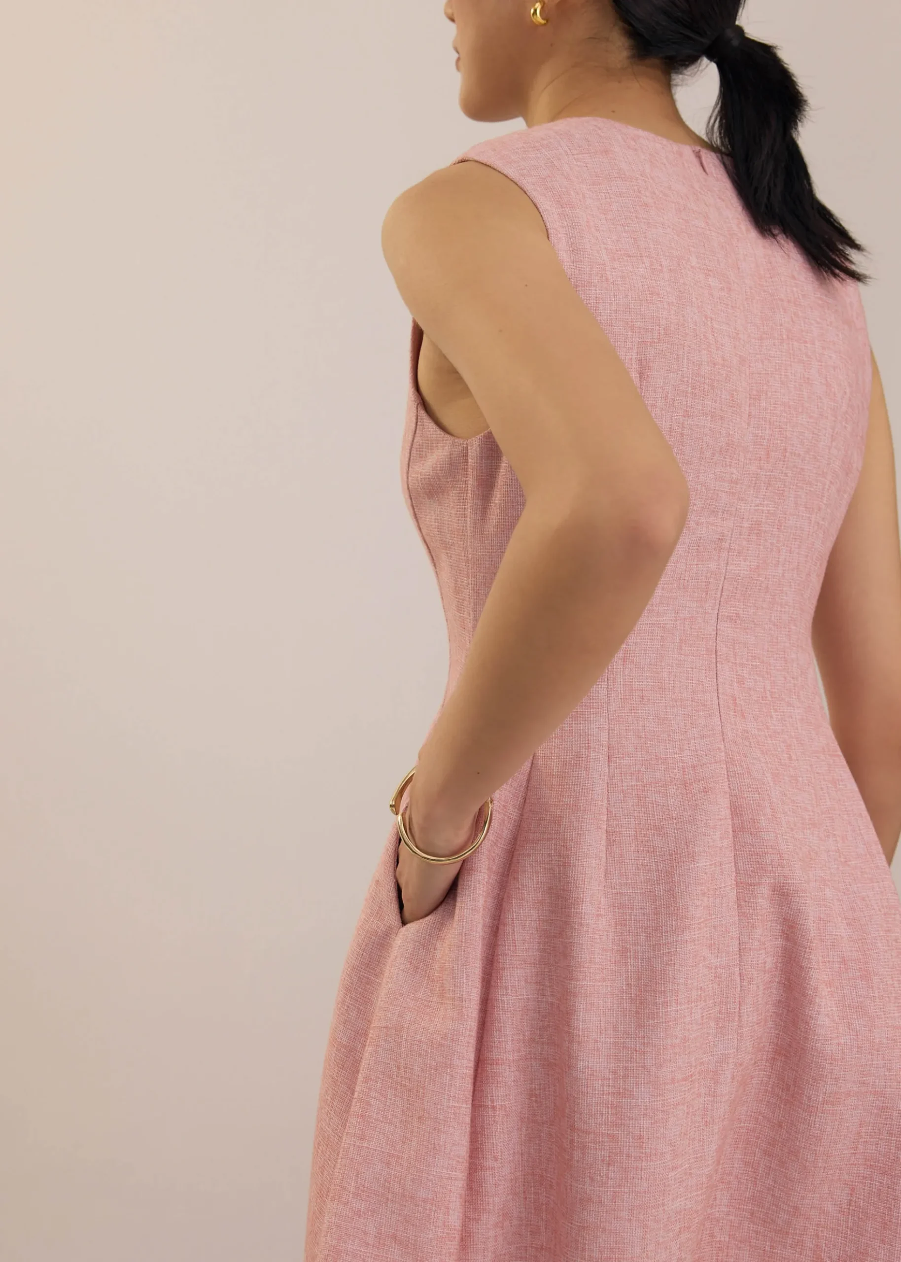 Tweed Round Neck Fit & Flare Mini Dress