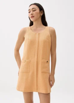 Tweed Scoop Neck Shift Mini Dress