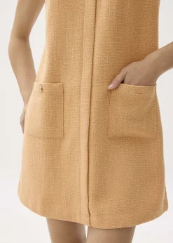 Tweed Scoop Neck Shift Mini Dress