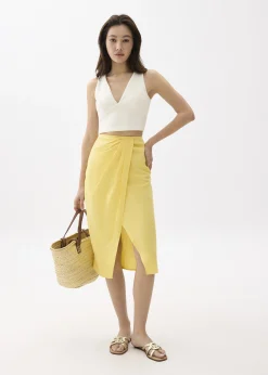 Upcycled High Waist Pencil Midi Skirt